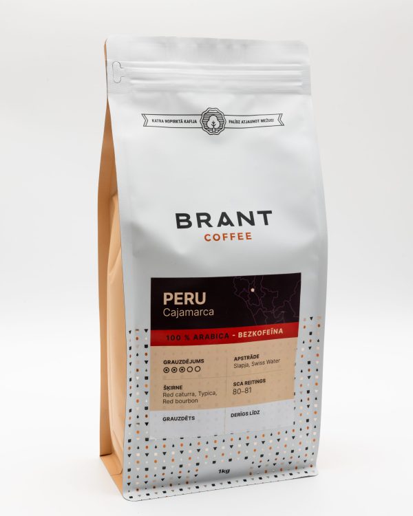 Brant Coffee Peru Cajamarca bezkofeīnas kafijas pupiņas
